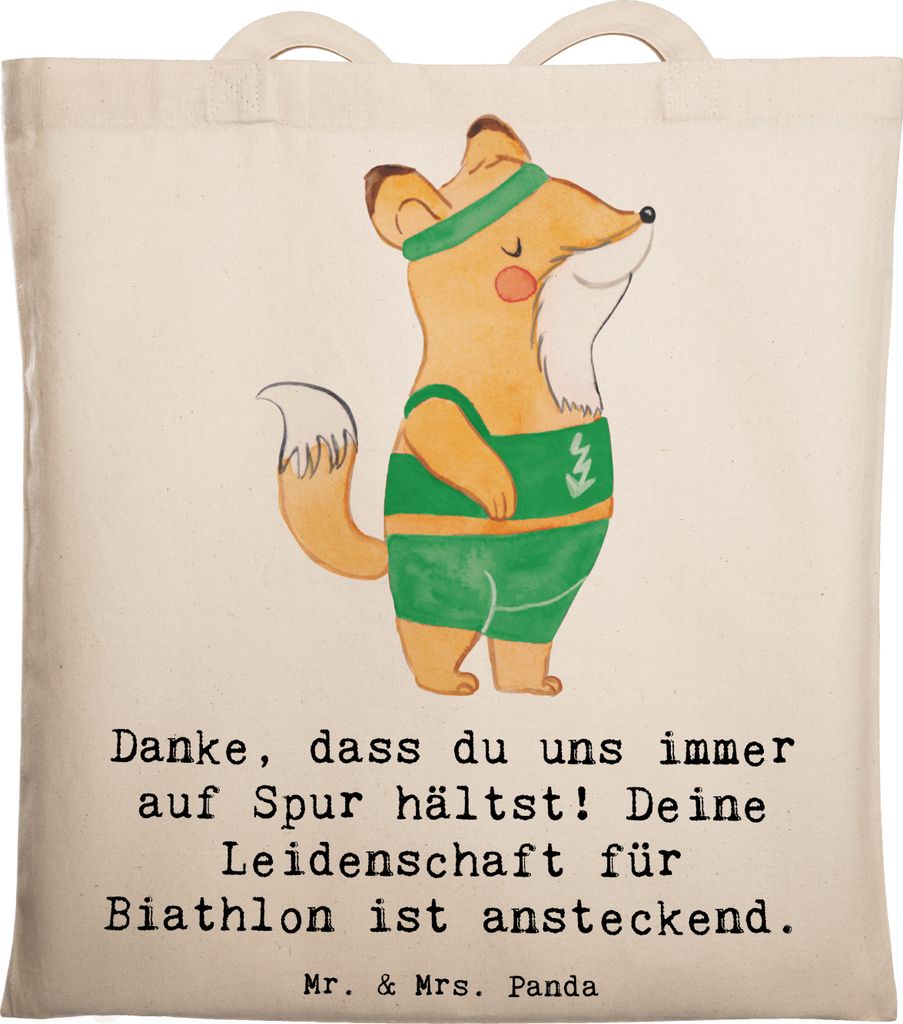 Mr. & Mrs. Panda Beutel Biathlon Trainerin - Transparent - Geschenk, Büchertasche, unermüdlicher Einsatz, Leidenschaft, Weg führen, Danksagung, ...