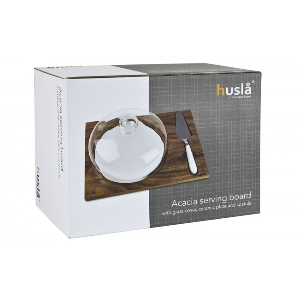 HUSLA 73976 Käse- und Kuchenservierbrett mit Deckel Produktbild 