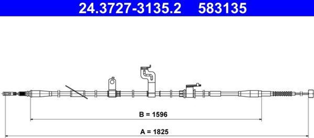 ATE 24.3727-3135.2 Seilzug, Handbremse OE 597602W500 kompatibel mit Santa Fe