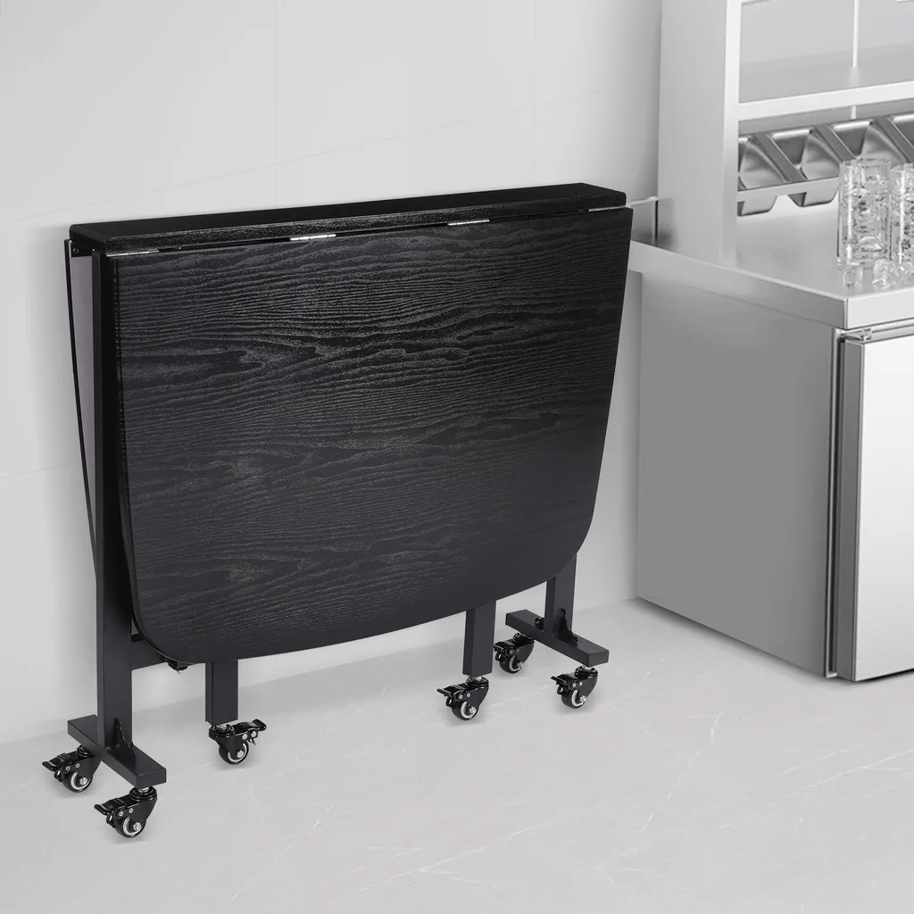 Table de cuisine pliante noire à 6 roulettes - Modèle Modulable K6 - 10