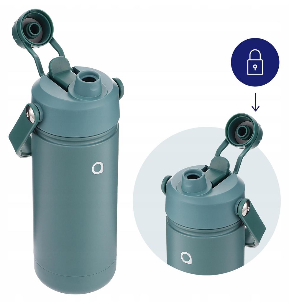 Aquafloow Borraccia Termica 500 Ml In Acciaio Inox – Doppia Parete, 2 Tappi (Classico E Cannuccia), Beige, Isolamento Fino A 12h