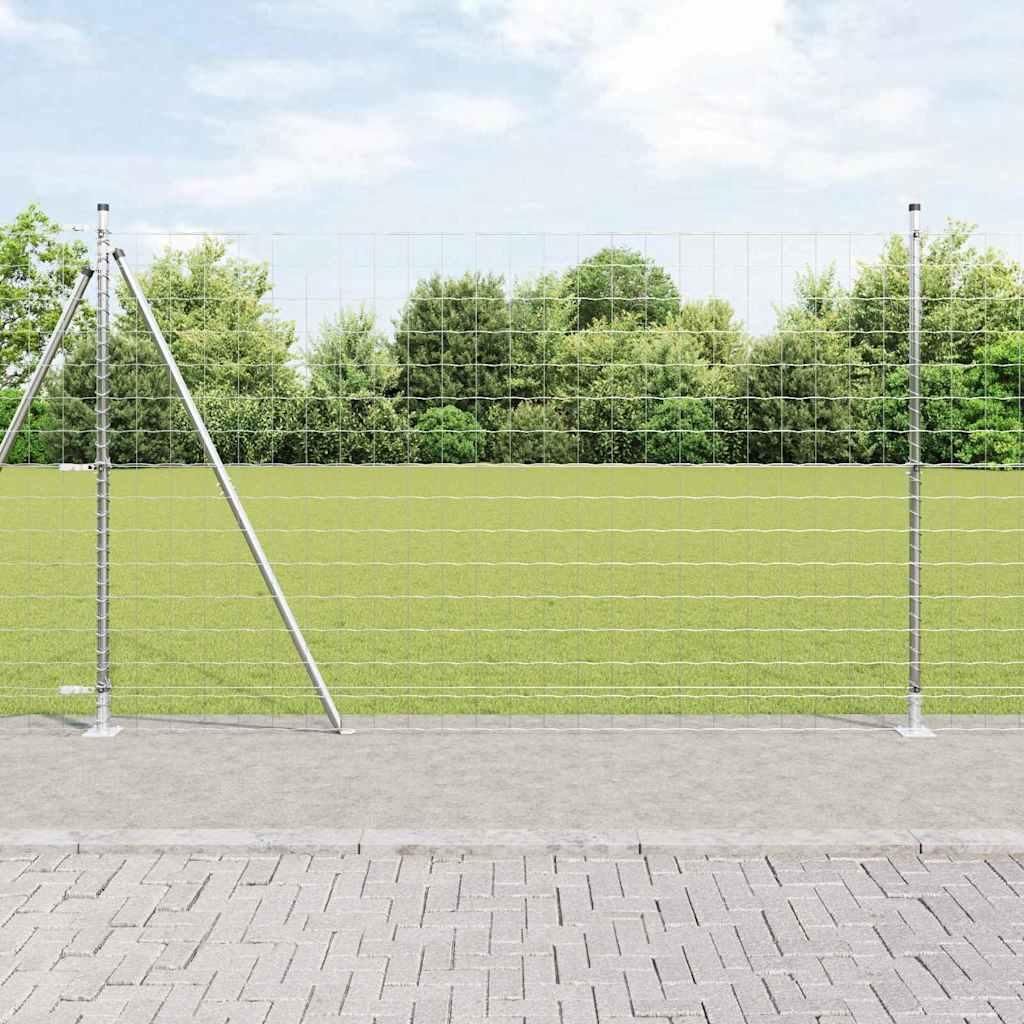 Maison Exclusive - Zaun mit Pfosten Silber 1,5 x 10 m Stahl
