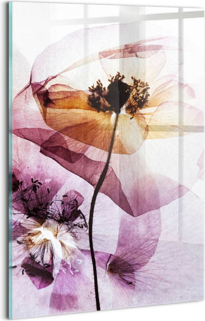 Designer Glasbild - Wandbild - Glas Bild - 20x30 cm - Trockene Mohnblumen