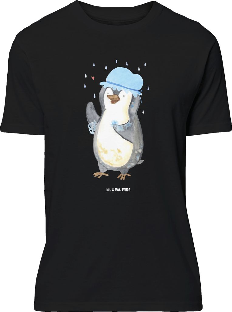 Mr. & Mrs. Panda Größe L T-Shirt Pinguin Duschen - Schwarz - Geschenk, Singen, Dusche, Tshirt, Duschkonzert, Lebensmotto, Shirt, mit Spruch