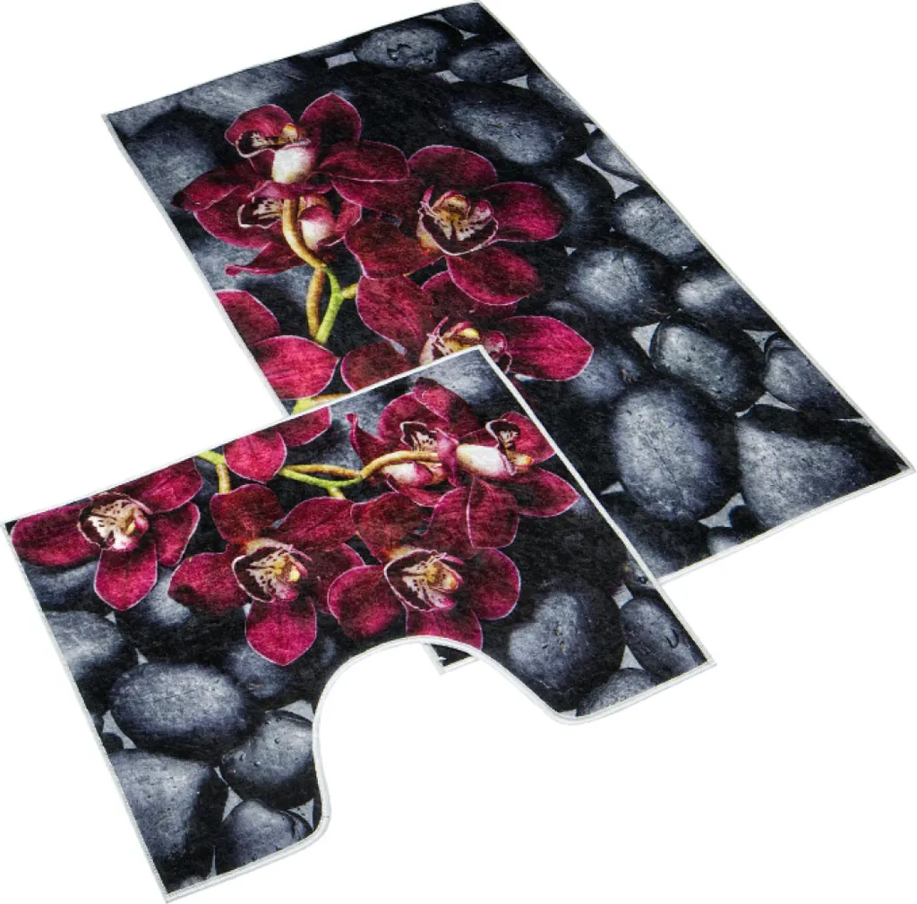 Set Tappeti Bagno 3D Orchidea 60x100 + 60x50 cm - Morbidezza e Design