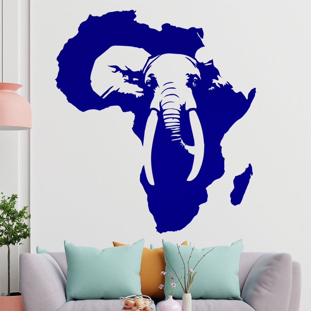 KIWISTAR Elefant Afrika Silhouette Wandtattoo in 6 Größen - Wandaufkleber Wall Sticker - Dekoration, Küche, Wohnzimmer, Schlafzimmer, Badezimmer