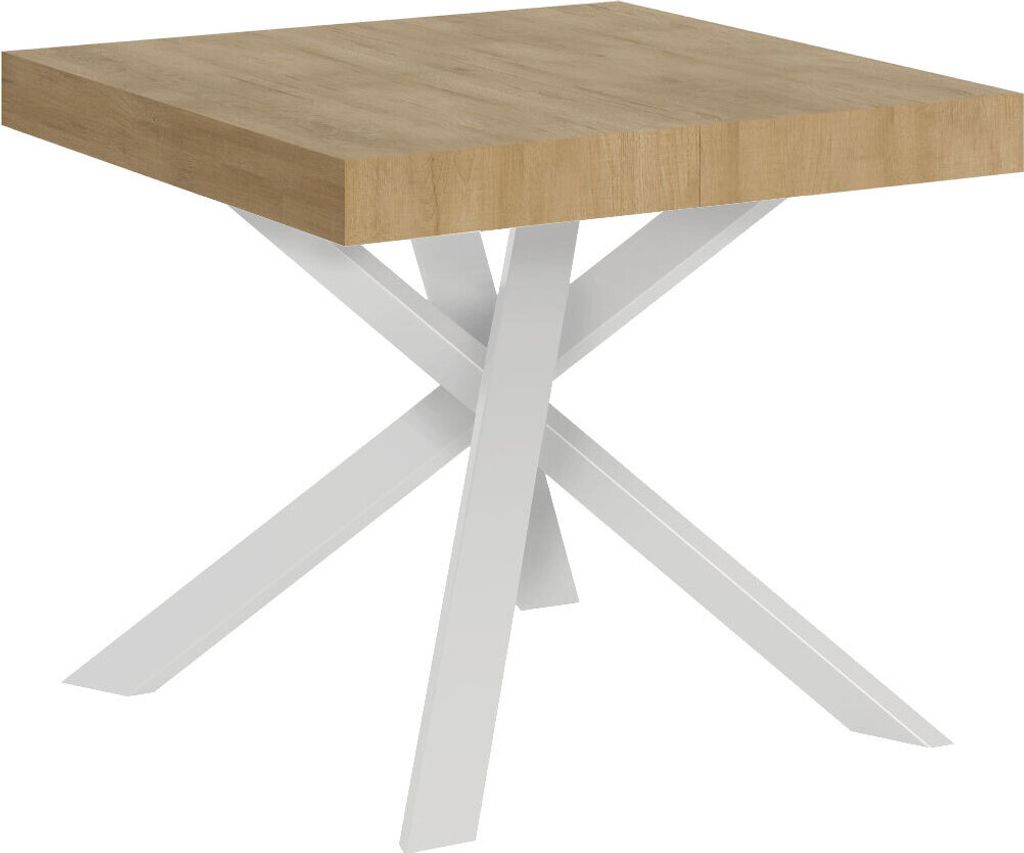 Ausziehbarer Tisch 90 x 90/194 cm. Platte aus Natureiche Produktbild 