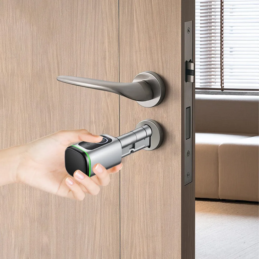 Cylindre intelligent à empreinte digitale - Serrure connectée Noire Bluetooth - 2