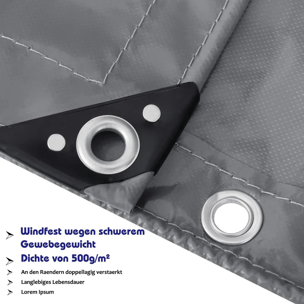 Bâche PVC imperméable 2x3 m - Voile d'ombrage vert qualité industrielle - 3