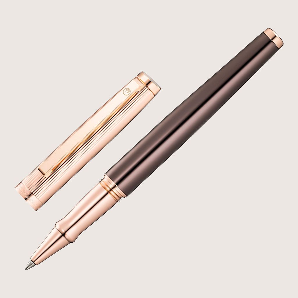 TUSCANY Roller Ball Linien-Design Rosegold PVD Schoko