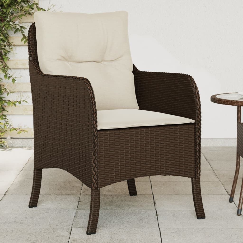 Gartenstühle mit Kissen 2 Stk. Braun Poly Rattan 365146