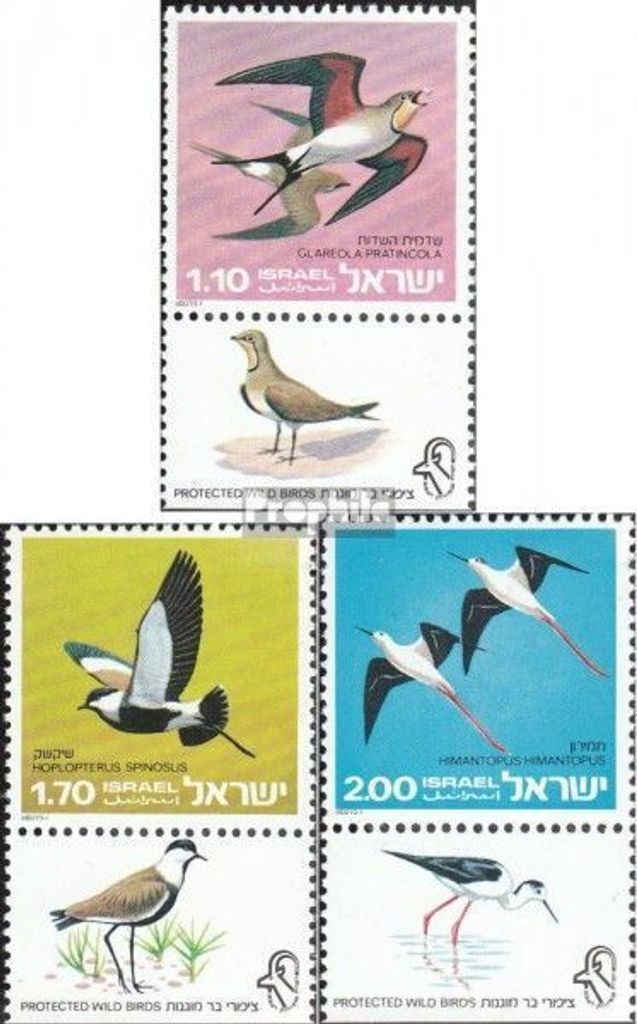 Briefmarken Israel 1975 Mi 652-654 mit Tab (kompl.Ausg.) postfrisch Geschützte Wildvögel