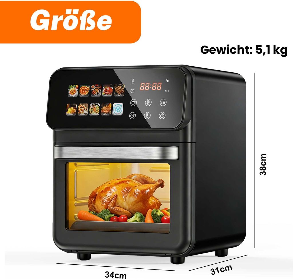 Multifunkční horkovzdušná fritéza Zimilo 10 l s 10 programy Obrázek produktu 