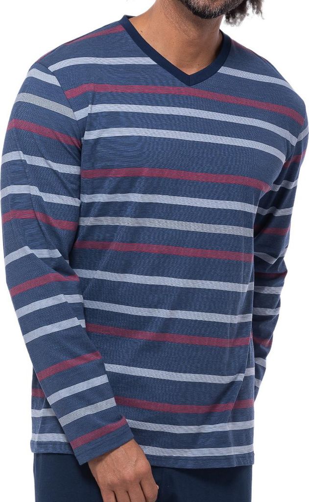 Ammann Organic Baumwolle - Mix & Match Schlafanzug Oberteil Im Streifen-Design, Bequemer Schnitt, Hoher Tragekomfort