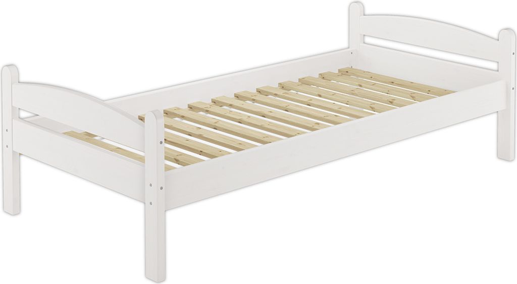 Kieferbett weiß Einzelbett 80x200 Massivholzbett Bettrahmen Produktbild 