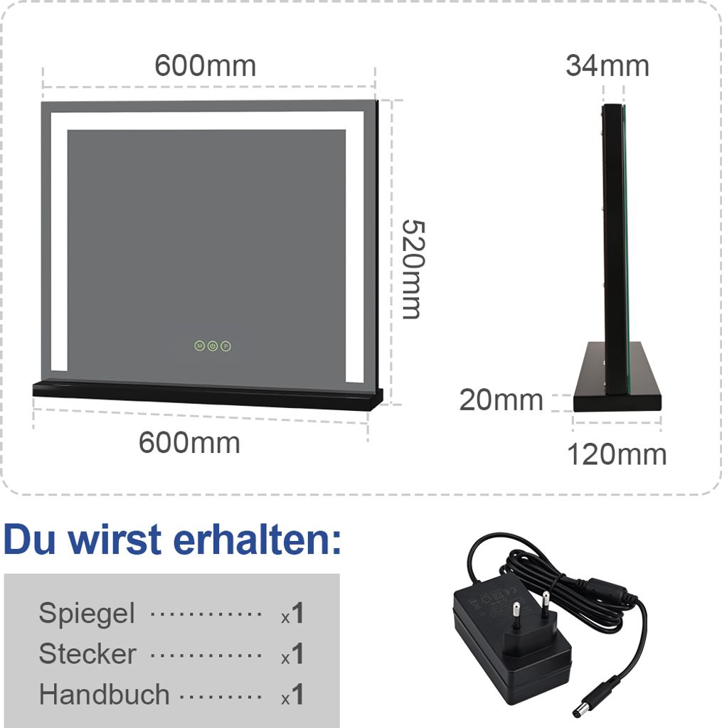 Meykoers Schminkspiegel mit beleuchtung, kosmetikspiegel Produktbild 5