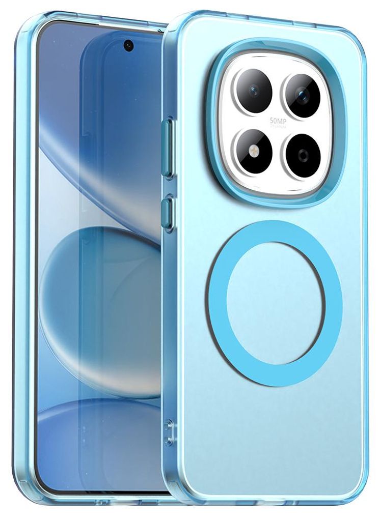 Magnetisch Hülle für Xiaomi Redmi Note 15 Pro 5G, Schlank Durchscheinend Matt Stoßfest Handyhülle Blau