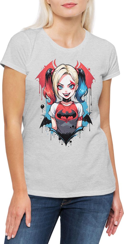 Urban Backwoods Harley Batcave Girl, Damen T-Shirt, Farbe: Hellgrau, Größe: S
