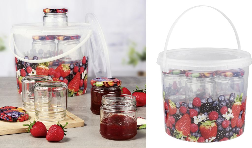 Hi Pflückeimer 5,6l mit 10 Sturzgläser 210ml mit 66mm Produktbild 