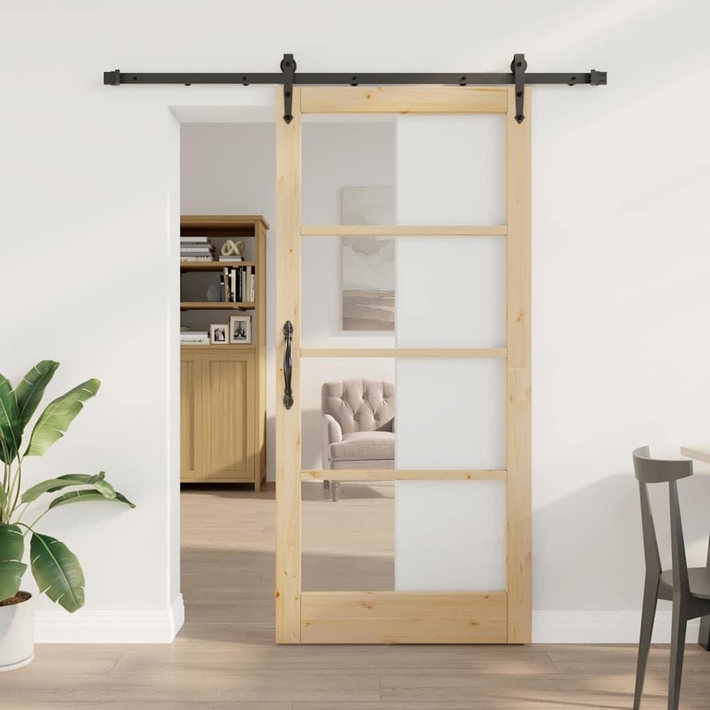 Möbel Schiebetür Manuell Braun 93 x 202 cm Holz und Metall - Haustüren 3332343