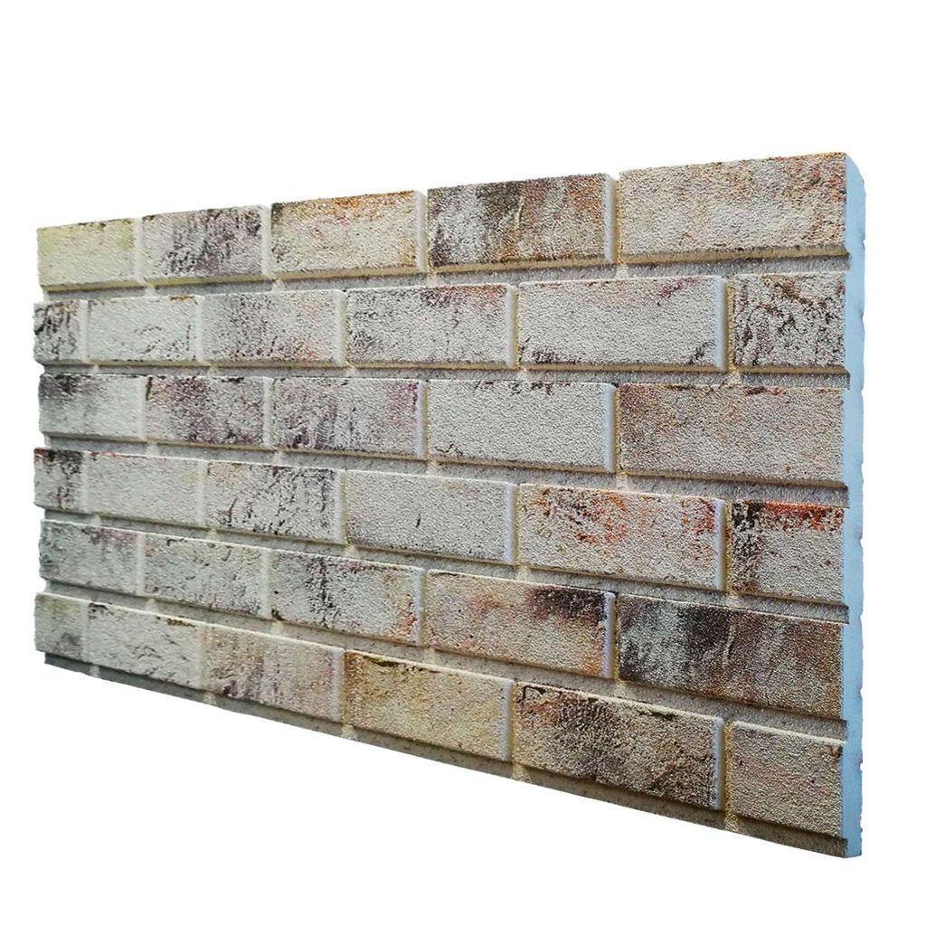 Wandbild-Wandpaneel in Ziegeloptik aus harzbeschichtetem EPS mit rauer Oberfläche. Größe: 100 x 50 cm, Stärke: 2 cm.