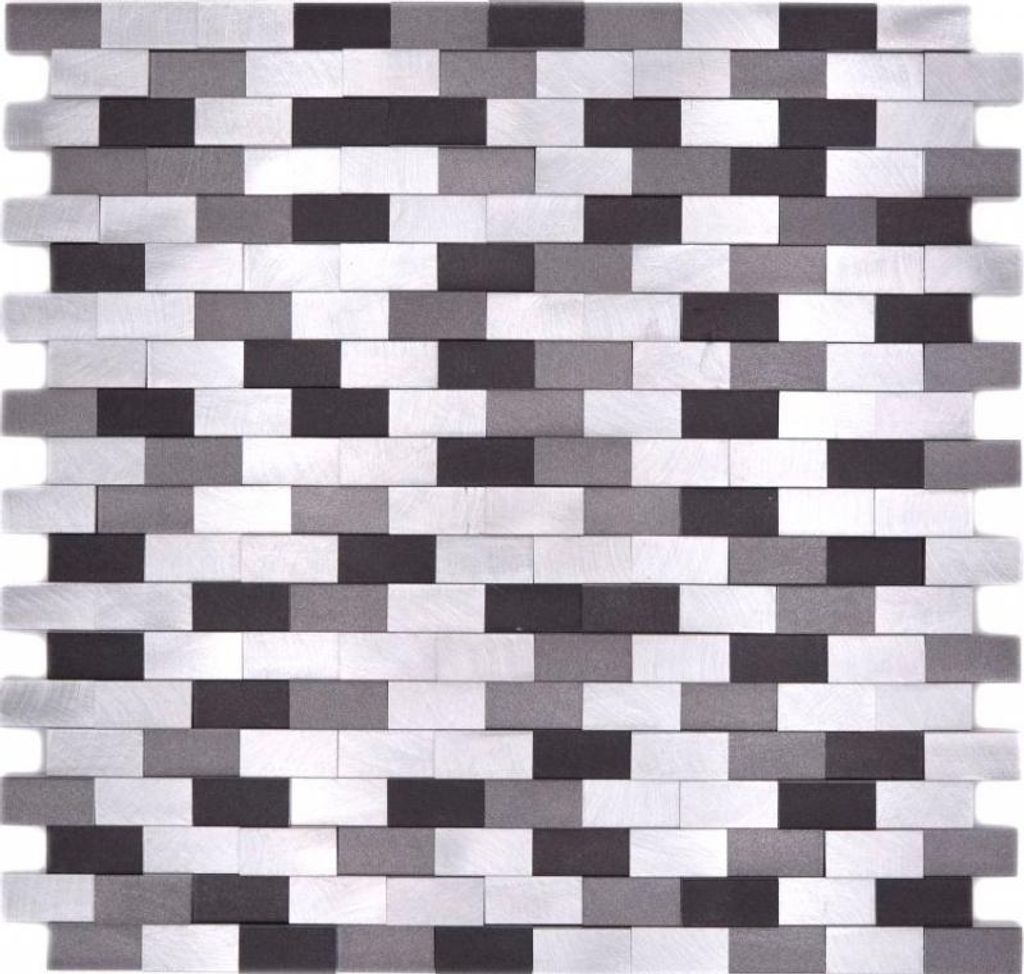 Mosaik Fliese Aluminium Brick Aluminium 3D alu silber schwarz MOS49-0208