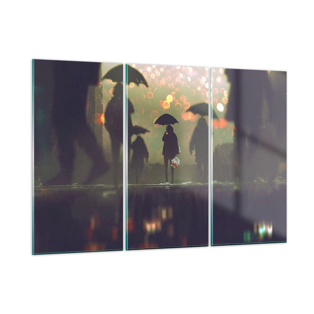 Bilder auf glas - Straße Regen Wasser - 105x70cm - Glasbilder - Wandbilder - Kunstdruck - zum Aufhängen bereit - Wanddekoration aus Glas - Glas B...