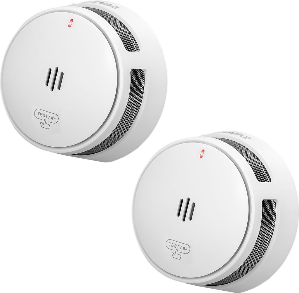 SAVS S10 Rauchmelder 2 Stück - 10 Jahre Batterie - Kompaktes Design - Entspricht der europäischen Norm - Infrarotsensor - Brandalarm