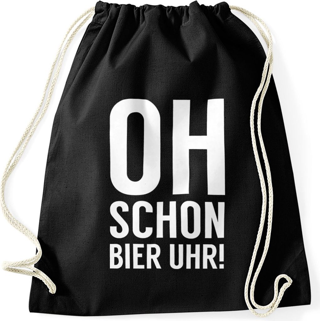 Turnbeutel Oh schon Bier Uhr Party Festival Strand Moonworks schwarz unisize
