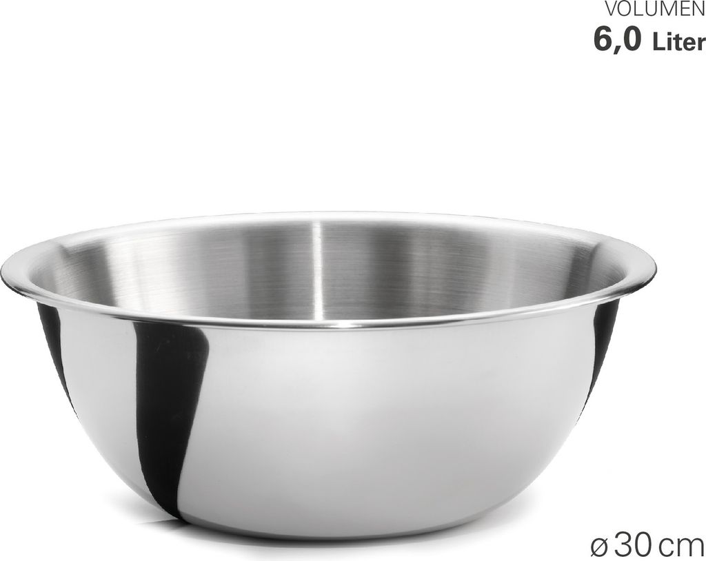 WEIS Edelstahl 6 L Rührschüssel Ø 30 cm Küchenschüssel Produktbild 