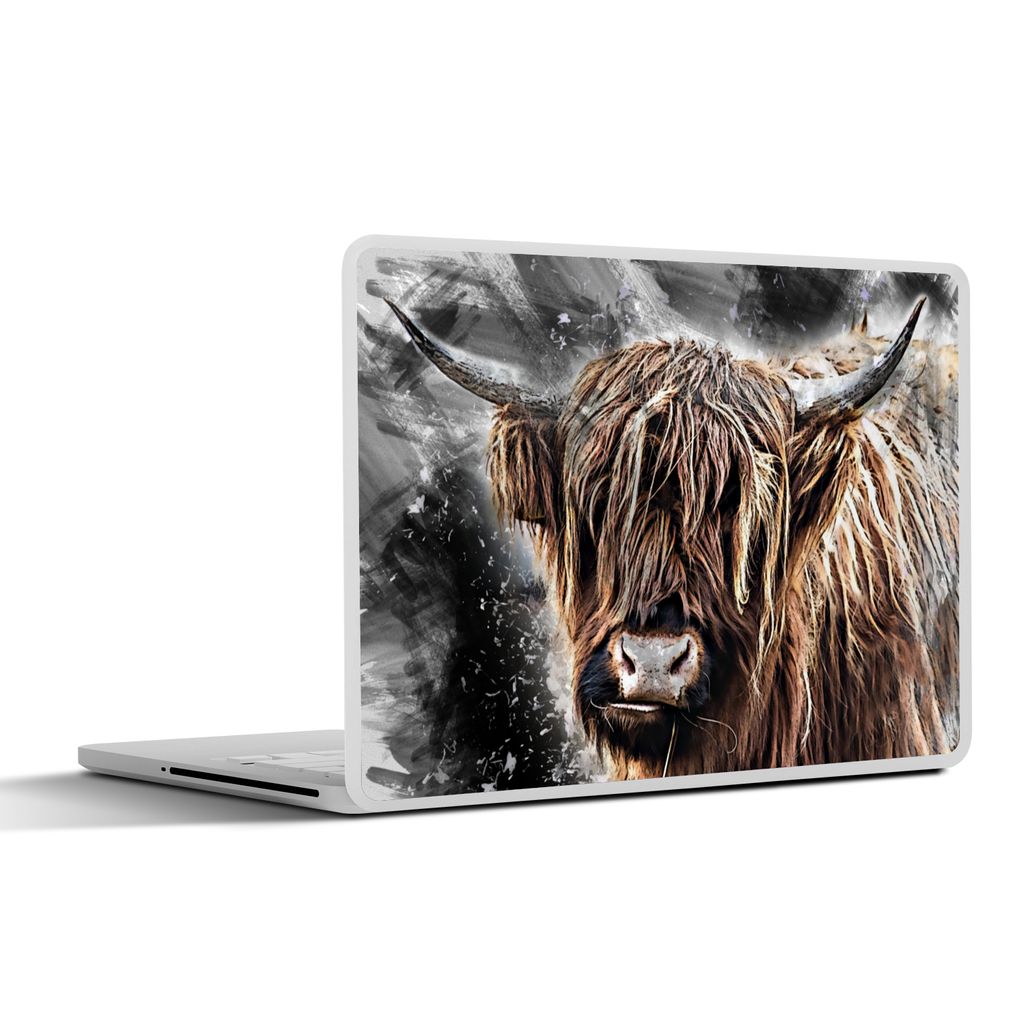 MuchoWow Laptop Aufkleber Sticker Cover Schottischer Highlander - Farbe - Kuh 40x30 cm - Laptop Dekoration - Selbstklebend
