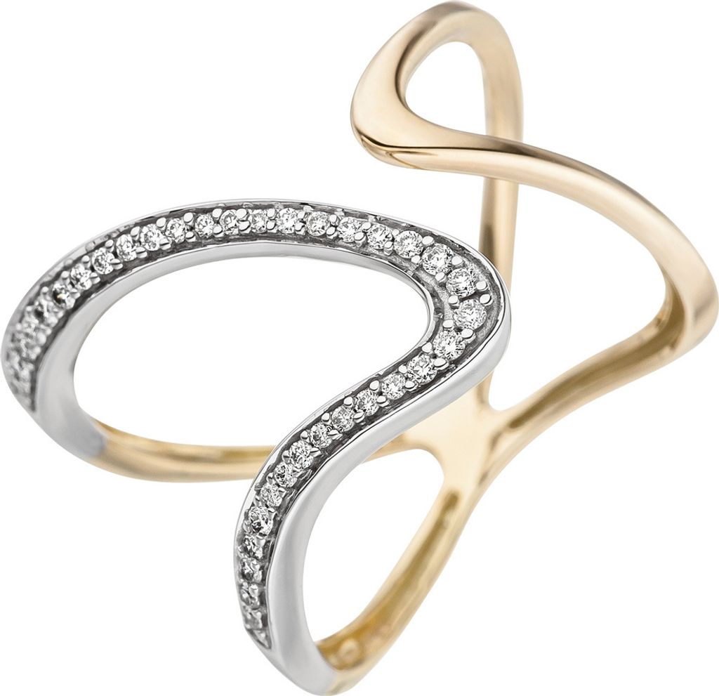 Ring 36 Diamanten Brillanten elegant 2-reihig 585 Gold Gelbgold Innenumfang 52mm Ø16.6mm