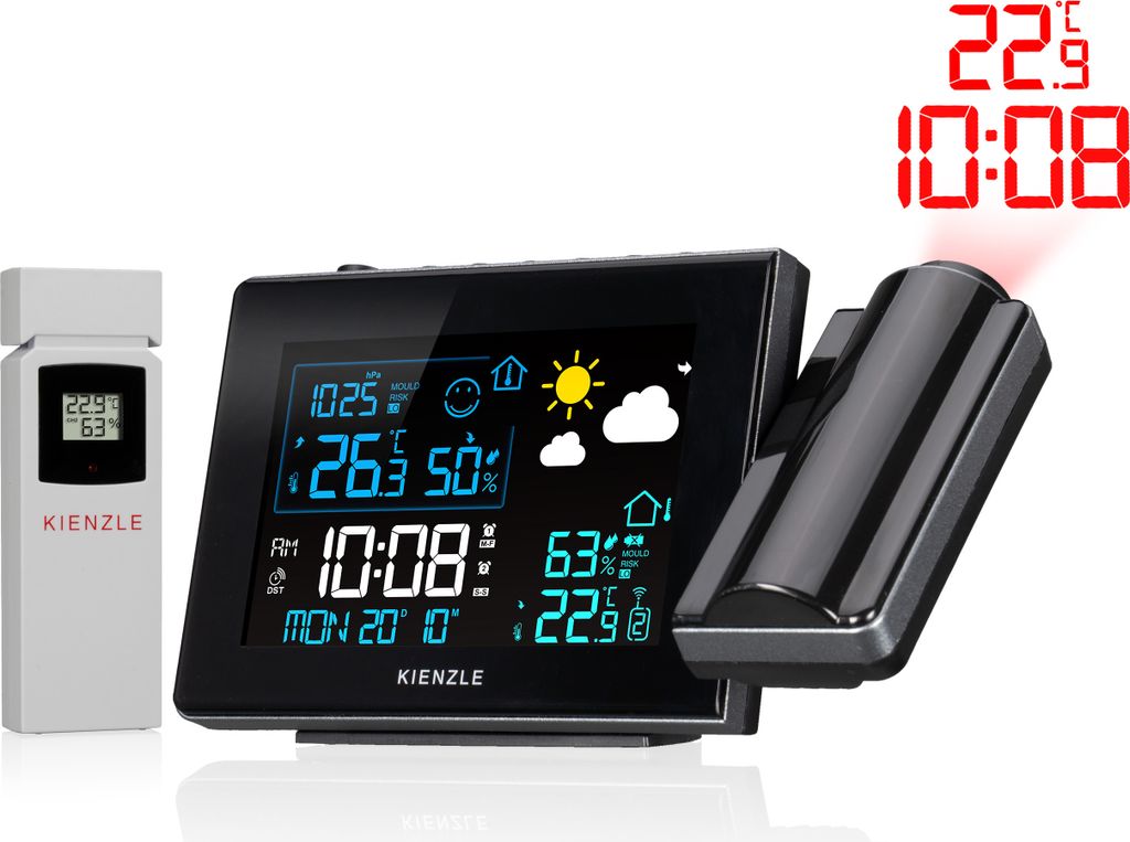Kienzle funk-wetterstation mit wand-projektion