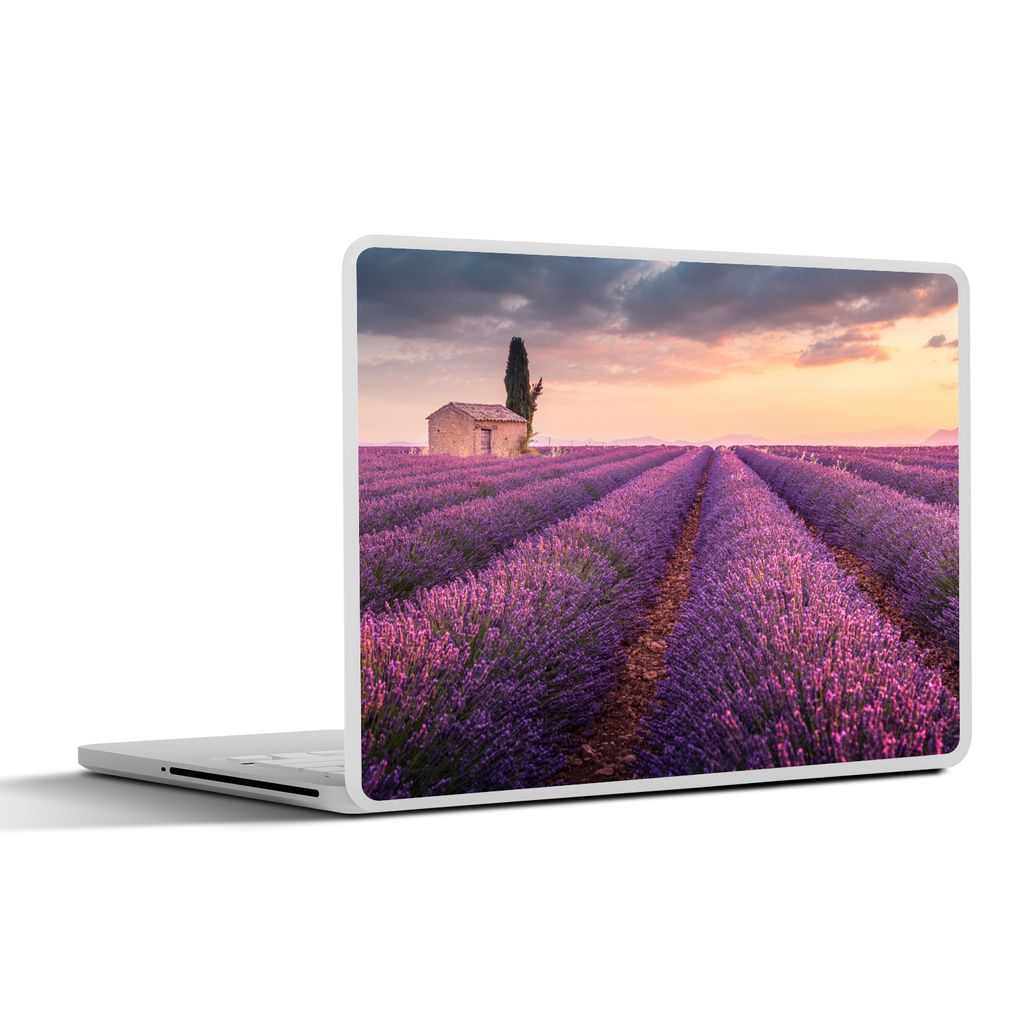 MuchoWow Laptop Aufkleber Sticker Cover Lavendel - Blumen - Lila - Feld 40x30 cm - Laptop Dekoration - Selbstklebend