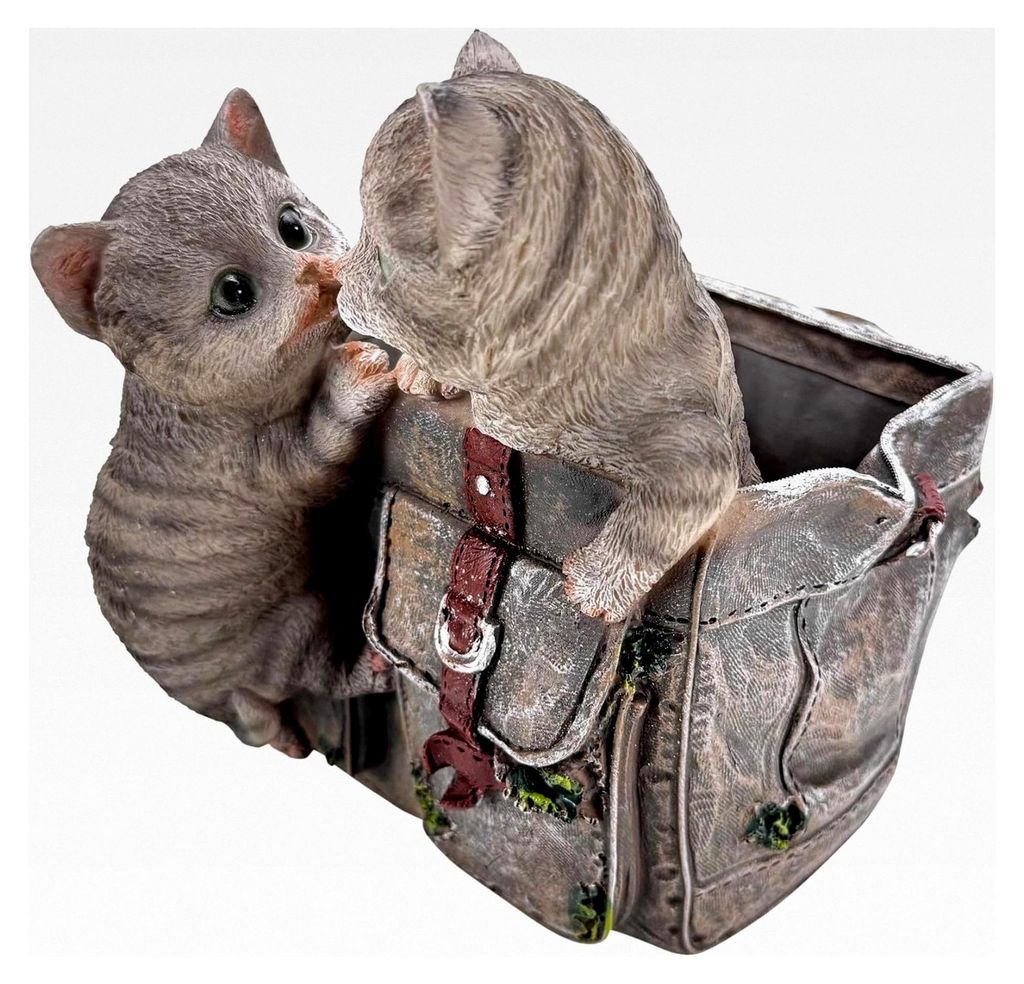 Gartenfiguren für draußen Katzen mit Blumentopf - Deko Figuren für Garten, Terrasse und Balkon – 23 cm groß – wetterfest