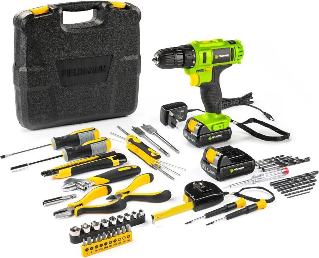 Perceuse sans fil pour montage de meubles Fieldmann 12V avec accessoires