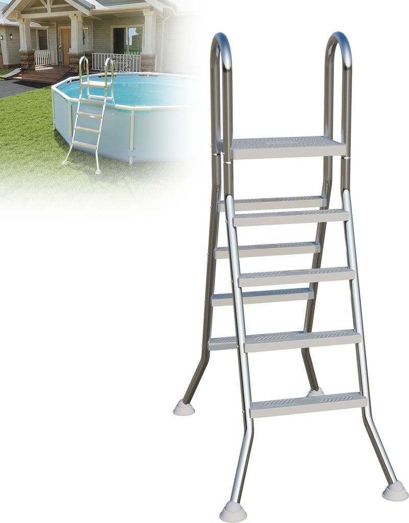 XMTECH Poolleiter Edelstahl mit Handlauf bis 189cm | Produktbild 