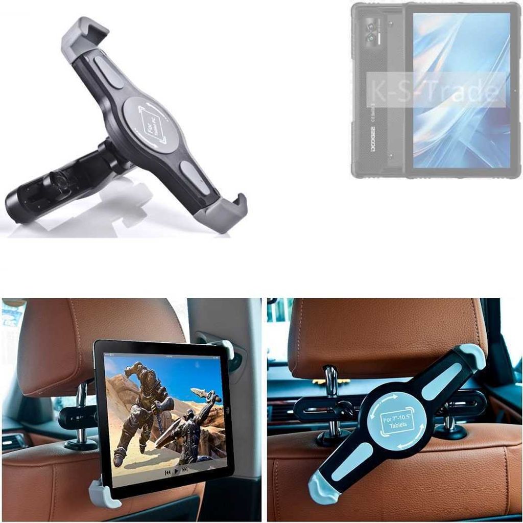 K-S-Trade Tablethalterung kompatibel mit Doogee R08 KFZ Kopfstützen Halterung 360° Auto Sitzhalterung Headrest Holder Halter Tablet PC Kopfstütze