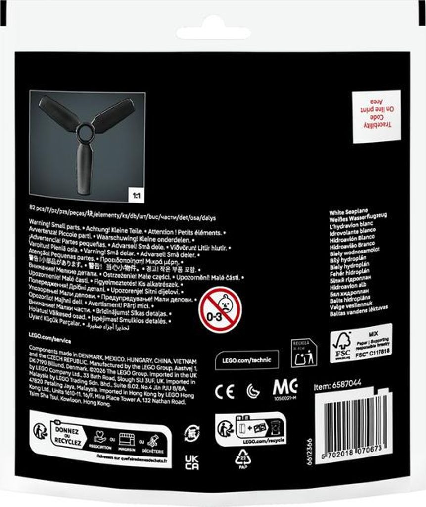 LEGO Technic Weißes Wasserflugzeug, Bausatz, 7 Jahr(e), Produktbild 