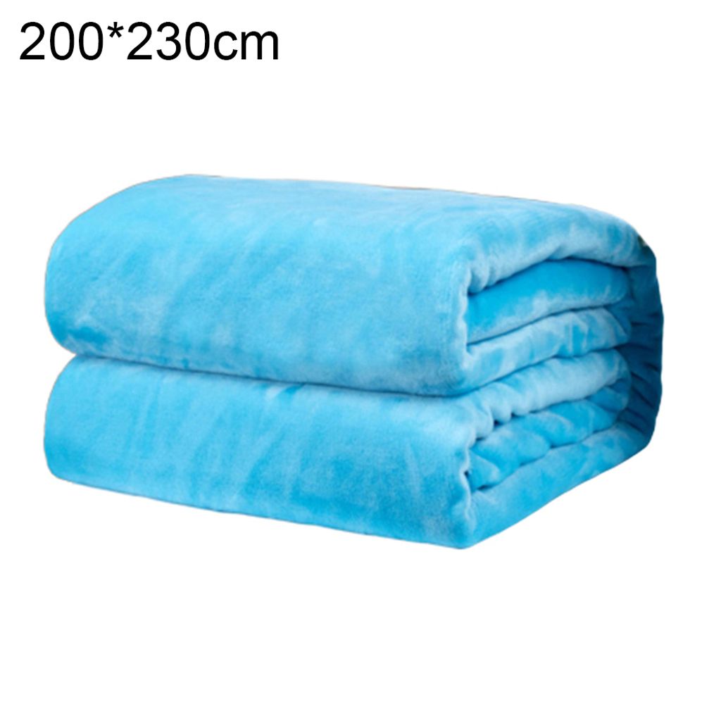 Polyester weich warm warm feste Farbdecke Schlafdeckel Teppich für Schlafzimmer Bettwäsche-Himmelblau ,Größen:200*230cm