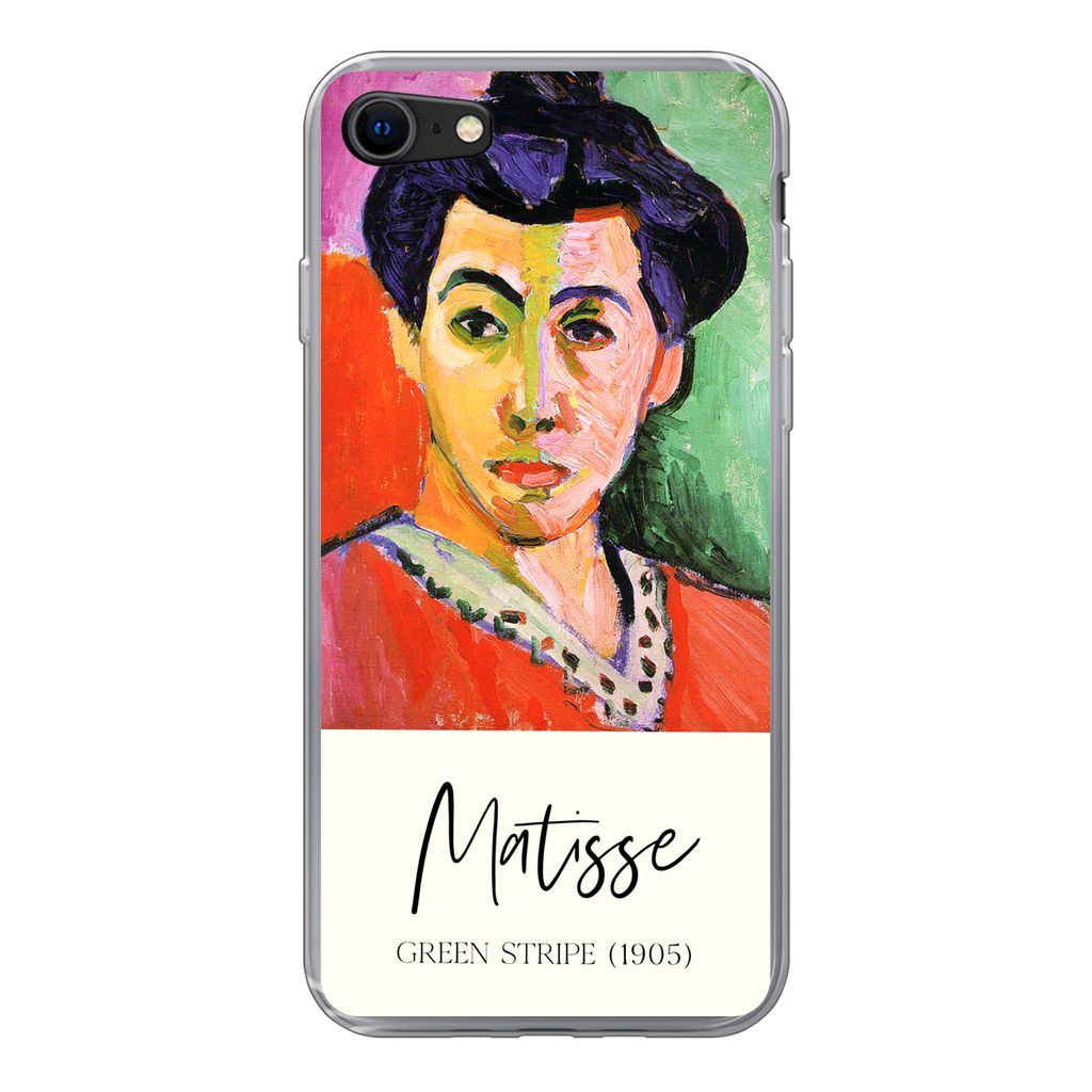 MuchoWow Handyhülle Schutzhülle Hülle für iPhone SE 2022 Matisse - Grüner Streifen (1905) - Alte Meister Silikon Softcase Handy Hülle - Sch...