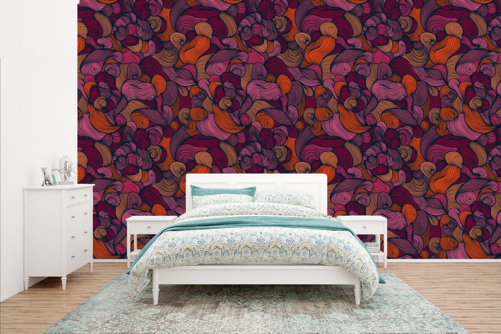 MuchoWow Fototapete für Wohnzimmer oder Schlafzimmer Wandtapete Vinyl Motivtapete Muster - Linienkunst - Jugendstil - 435x260 cm - Kinderzimmer