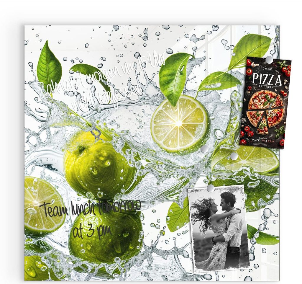 Magnettafel 30x30cm Pinnwand Whiteboard beschreibbar - Zitrusfrucht Spritzer