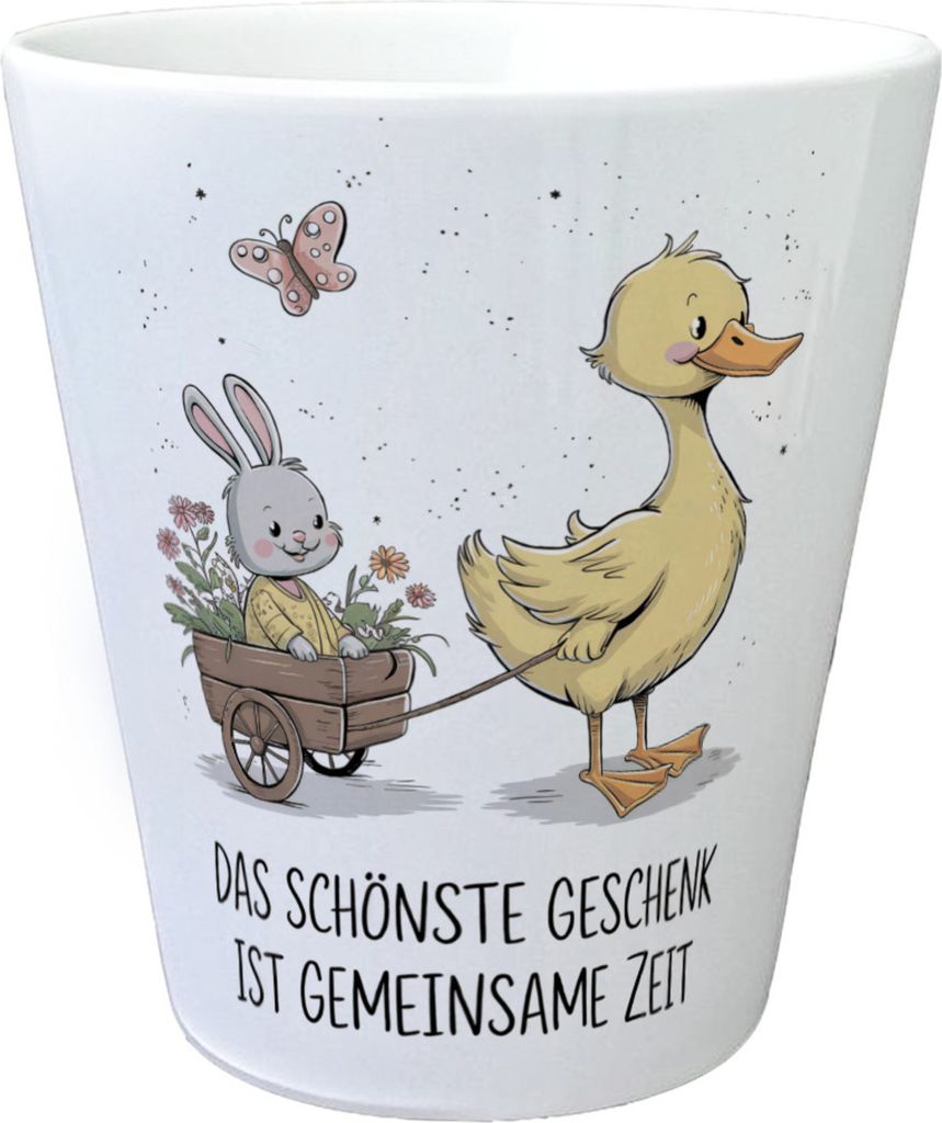Schöne gemeinsame Zeit Blumentopf Ente Kaninchen Blütenwagen