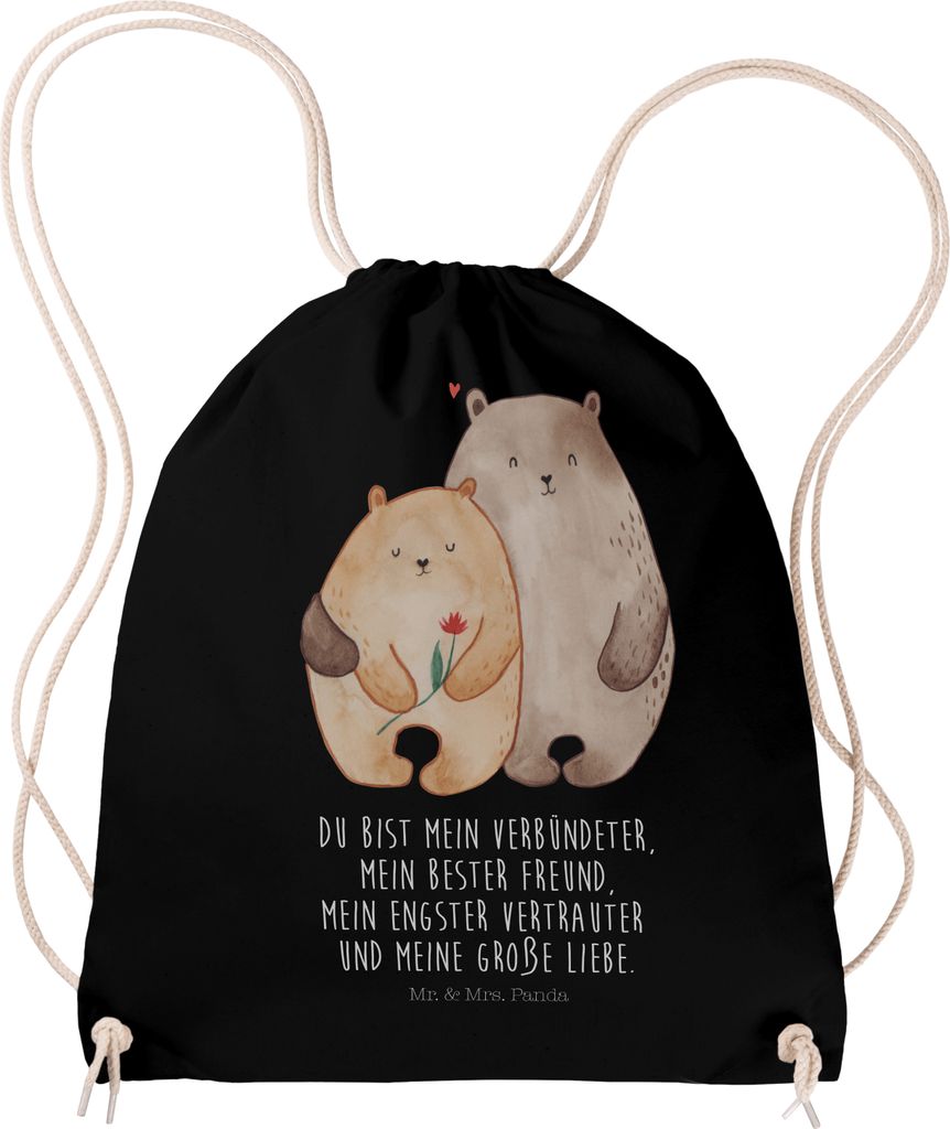 Mr. & Mrs. Panda Sportbeutel Bären Liebe - Schwarz - Geschenk, gymnastiktasche, Hochzeit, Beutel, Freundin, Kuscheln, Bär, Freund, Verknallt, Jut...
