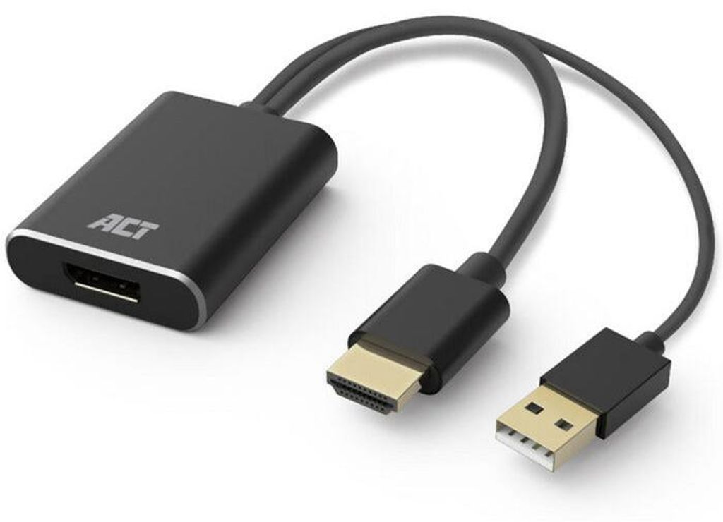 ACT AC7536, 0,24 m, HDMI + USB, DisplayPort, Männlich, Weiblich, Gerade