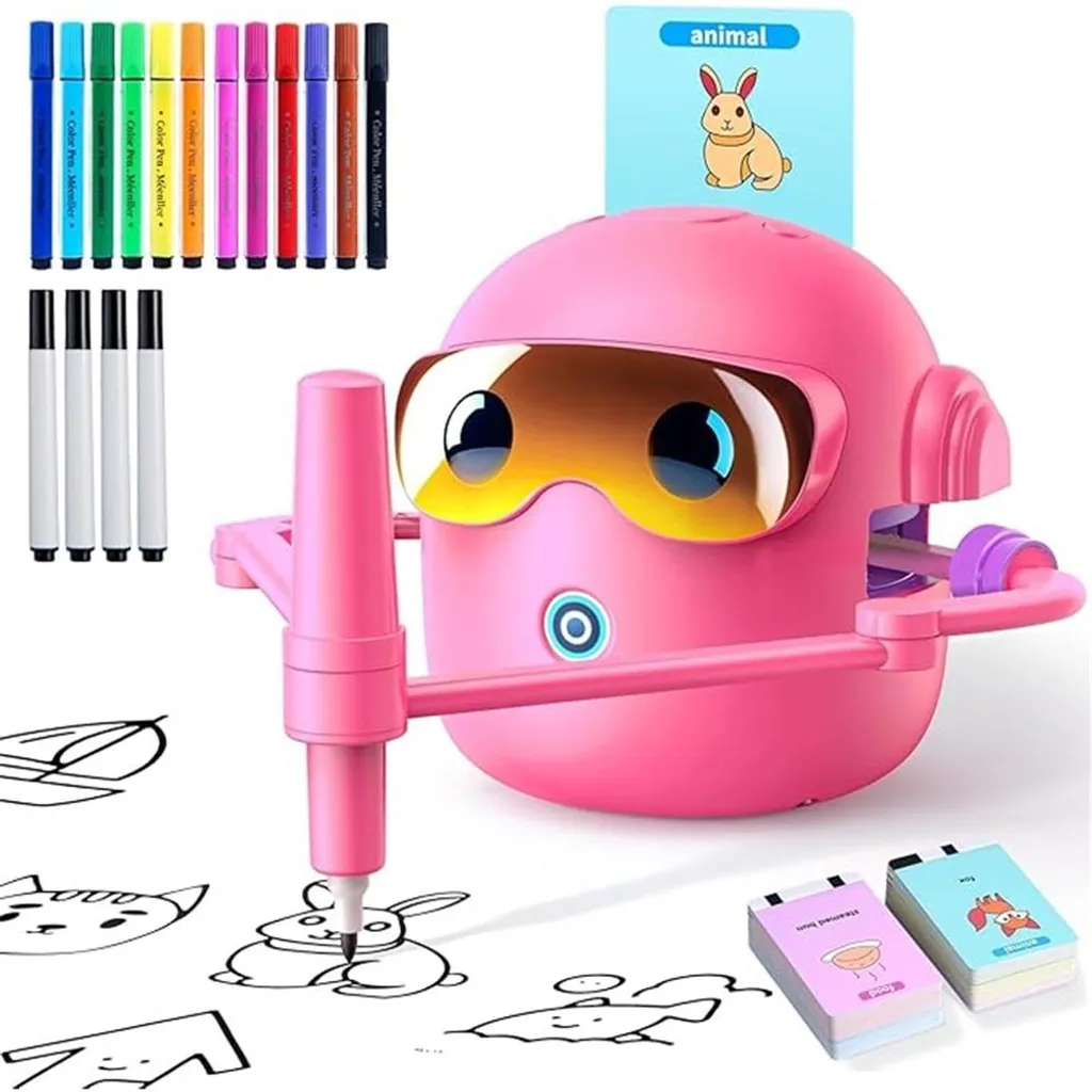 Robot dessinateur pour enfants avec 100 cartes éducatives interactives
