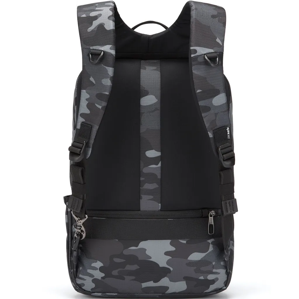Sac à dos urbain gris camouflage Pacsafe Metrosafe X en tissu recyclé