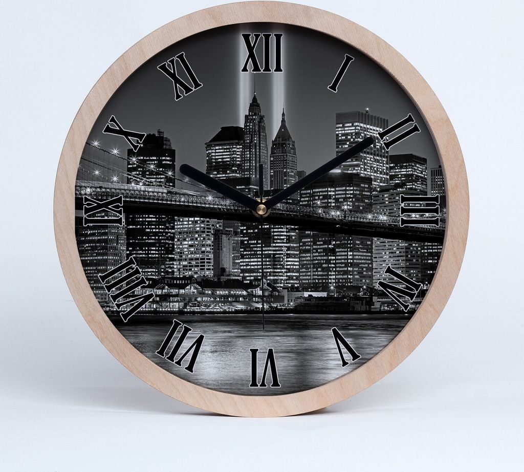 Holzuhr 30fi cm wanduhr - schwarze Spitzen - Manhattan New York