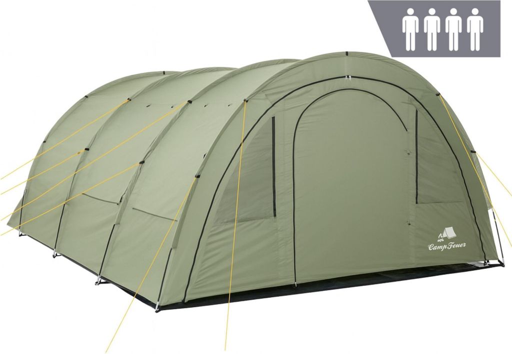 CampFeuer Zelt Multi für 4 Personen, Olivgrün, Tunnelzelt Produktbild 